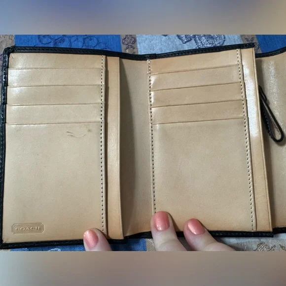 Coach Monogram Black and Gray Tri-fold Wallet - Picture 4 of 8